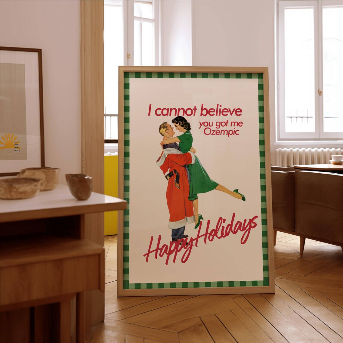 Funny Vintage Santa Christmas Holiday Humor Sarcastic Retro Poster