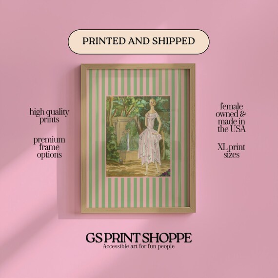 Garden Girl Pink Vertical Art Print