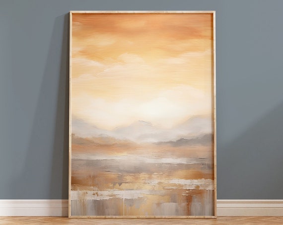 Landscape Painting Print Simple Abstract Wall Art Contemporary Housewarming Gift Nature Art Boho Home Decor Neutral Scenery Brushstrokes