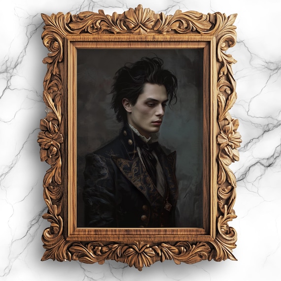 Dark Vampire Portrait Oil Painting Gothic Victorian Man Poster