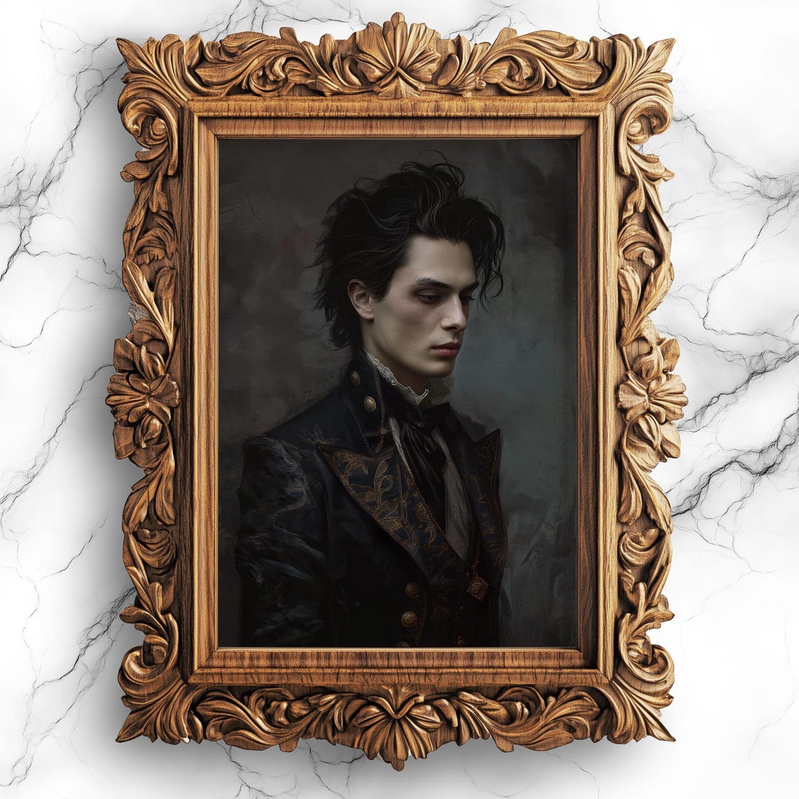 Dark Vampire Portrait Oil Painting Gothic Victorian Man Poster