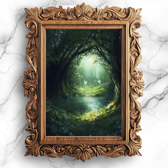 Mystic Forest Pond With Fairies Enchanted Dark Academia Poster