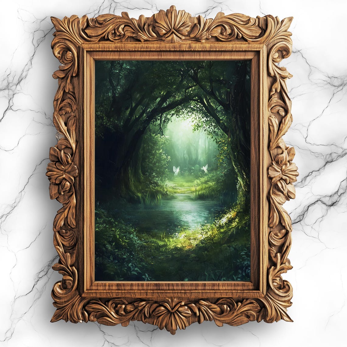 Mystic Forest Pond With Fairies Enchanted Dark Academia Poster
