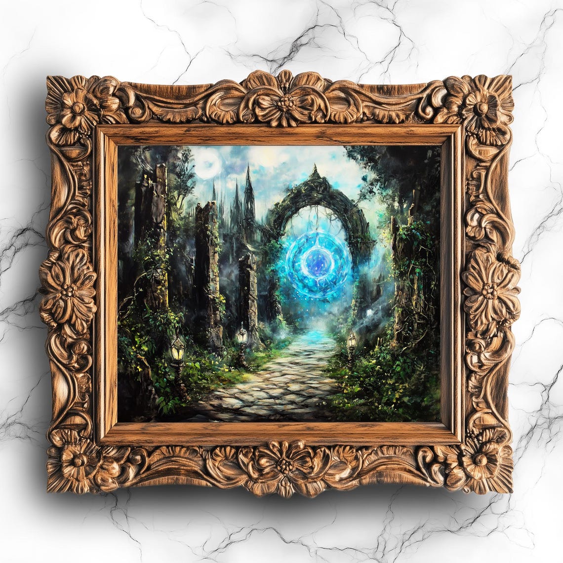 Enchanted Gothic Fantasy Art Dark Academia Wall Haunted Forest Scene Mystical Decor For Sce90