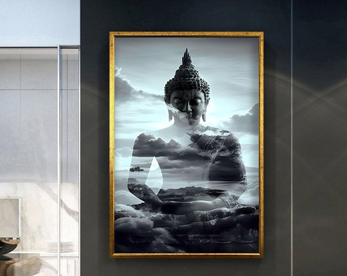 Modern Design Buddha Statue Buddha Statue Wall Decor Surrealist Design Buddha Framed Painting Ready To Hang Free Buddha Statue