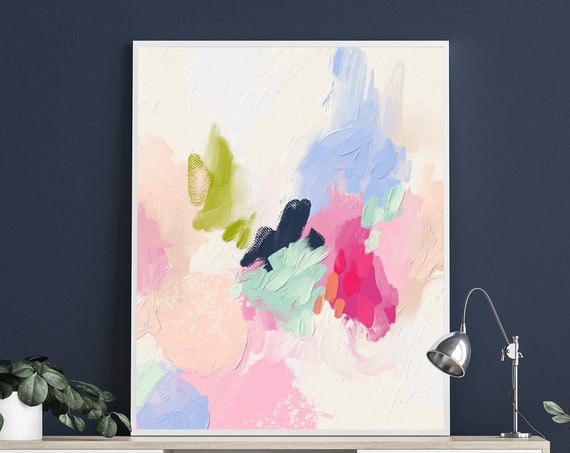 Pastel Abstract Art Print, Colorful Minimalist Painting