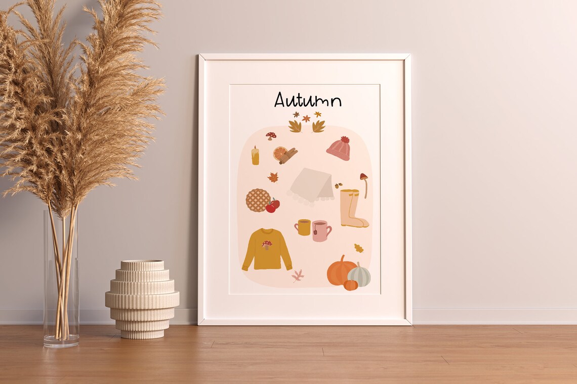 Autumn Fall Boho Home Decor, Modern Art Print