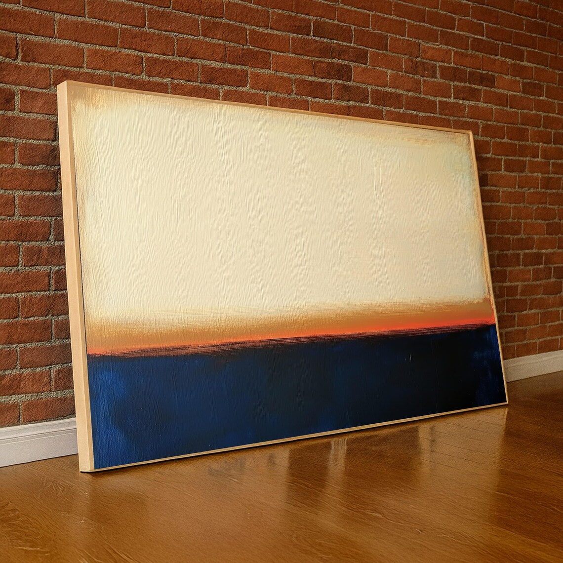 Abstract Color Field Cream Cobalt Orange Horizon Modern Rothko Style Poster