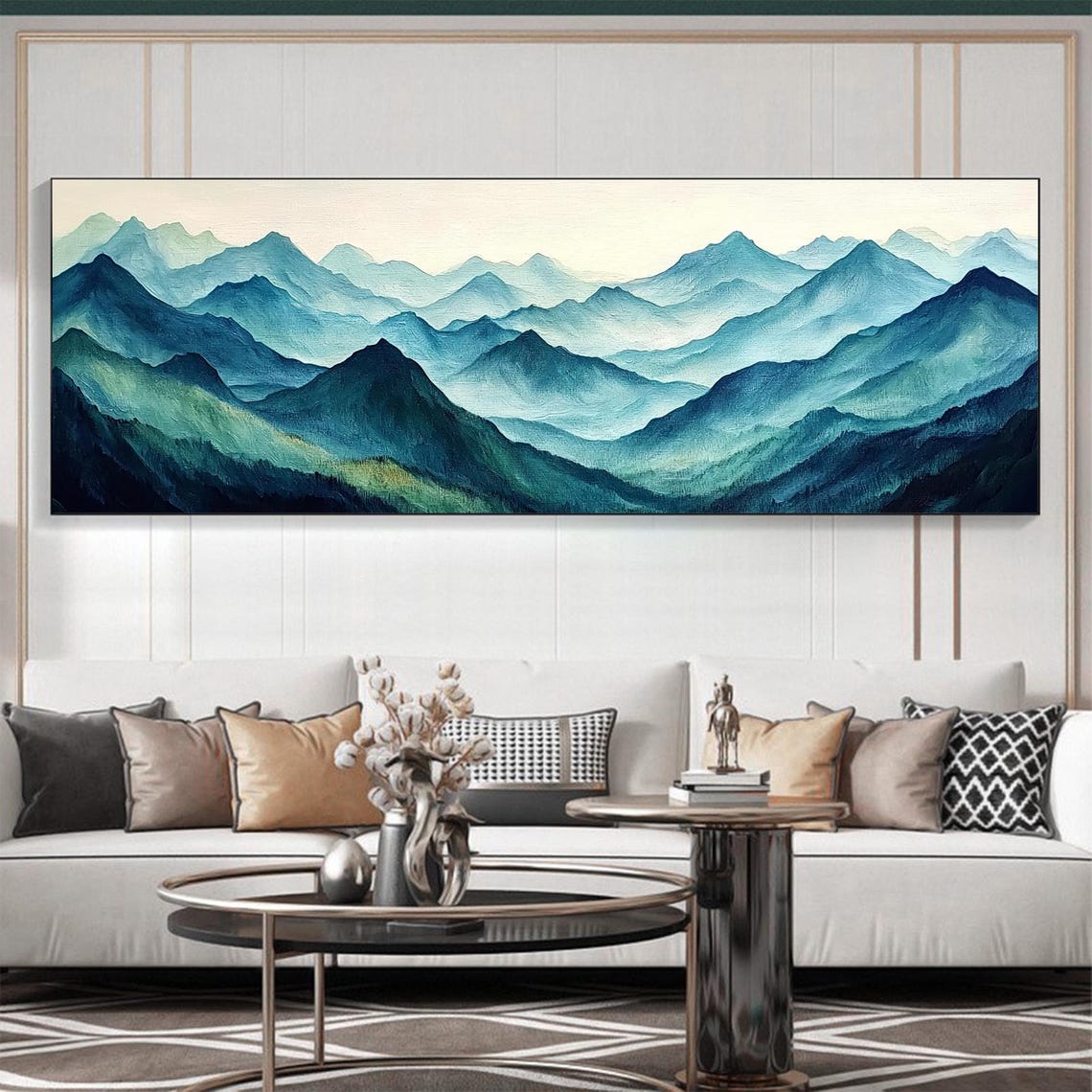 Layered Blue Mountain Ridges Panorama in Misty Teal Tones Poster - Image 4