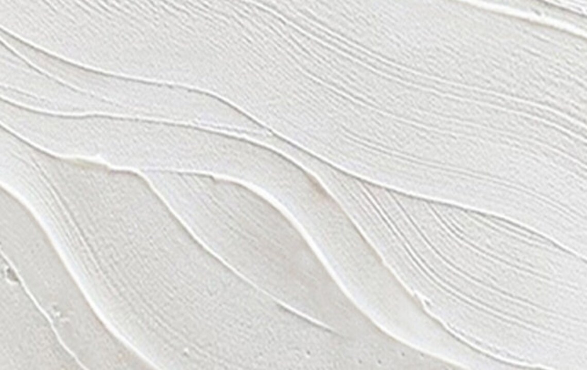 Minimalist All White Textured Wave Abstract Relief Oil Poster - Image 6
