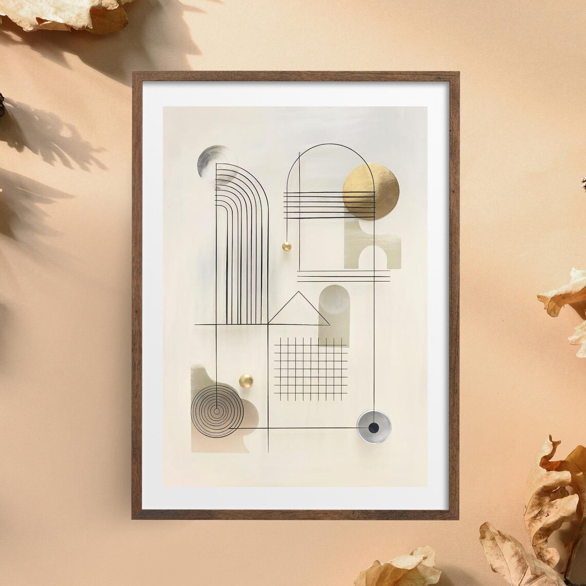 Modern Abstract Wall Art Geometric Print Minimalist Line Poster Neutral Contemporary Boho Decor