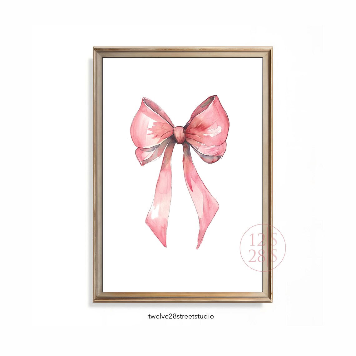 Pink Watercolor Ribbon Bow Balletcore Girly Bedroom Decor Poster