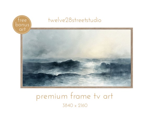 Frame Tv Art Ocean Scene Tv Moody Tv Art Vintage Tv Art Beachhouse Tv Tv Art Painting Tv Painting