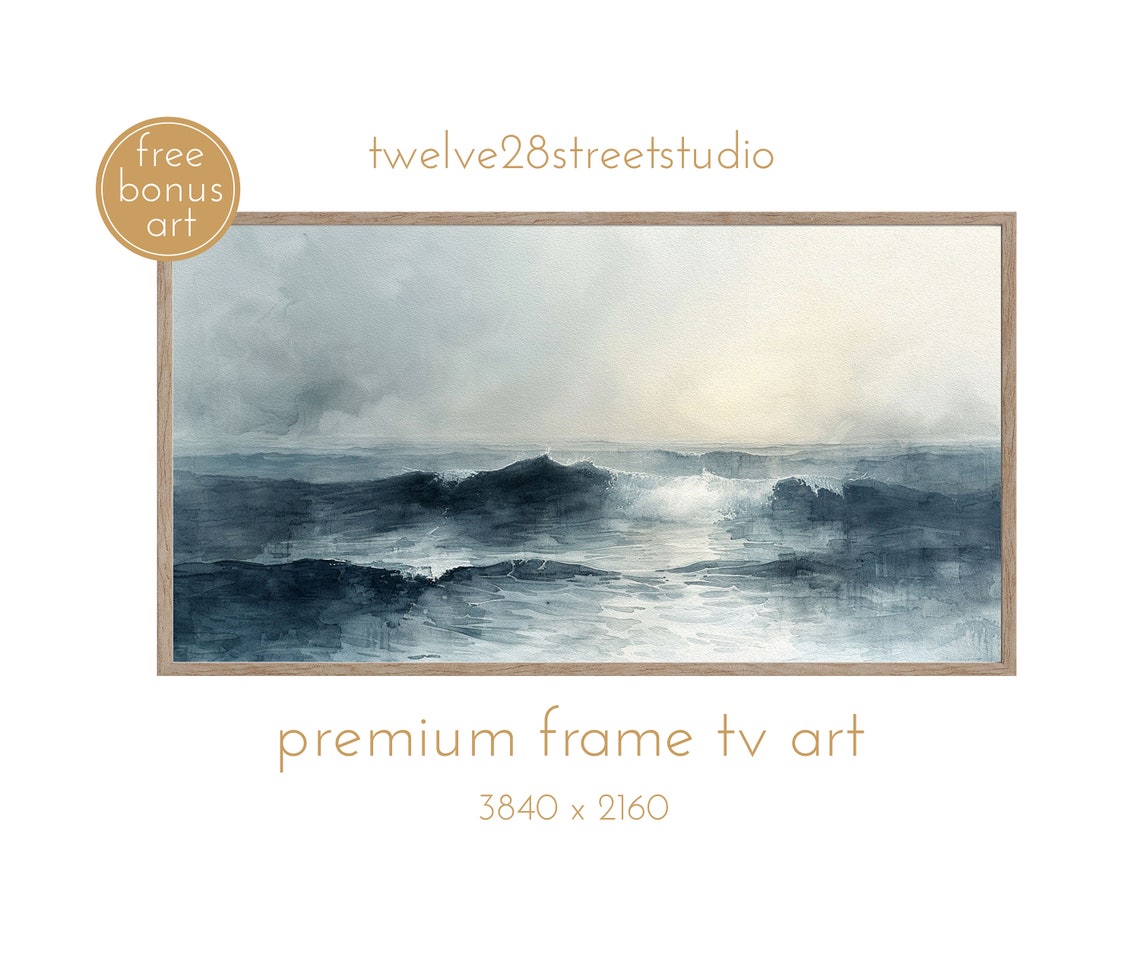 Frame Tv Art Ocean Scene Tv Moody Tv Art Vintage Tv Art Beachhouse Tv Tv Art Painting Tv Painting