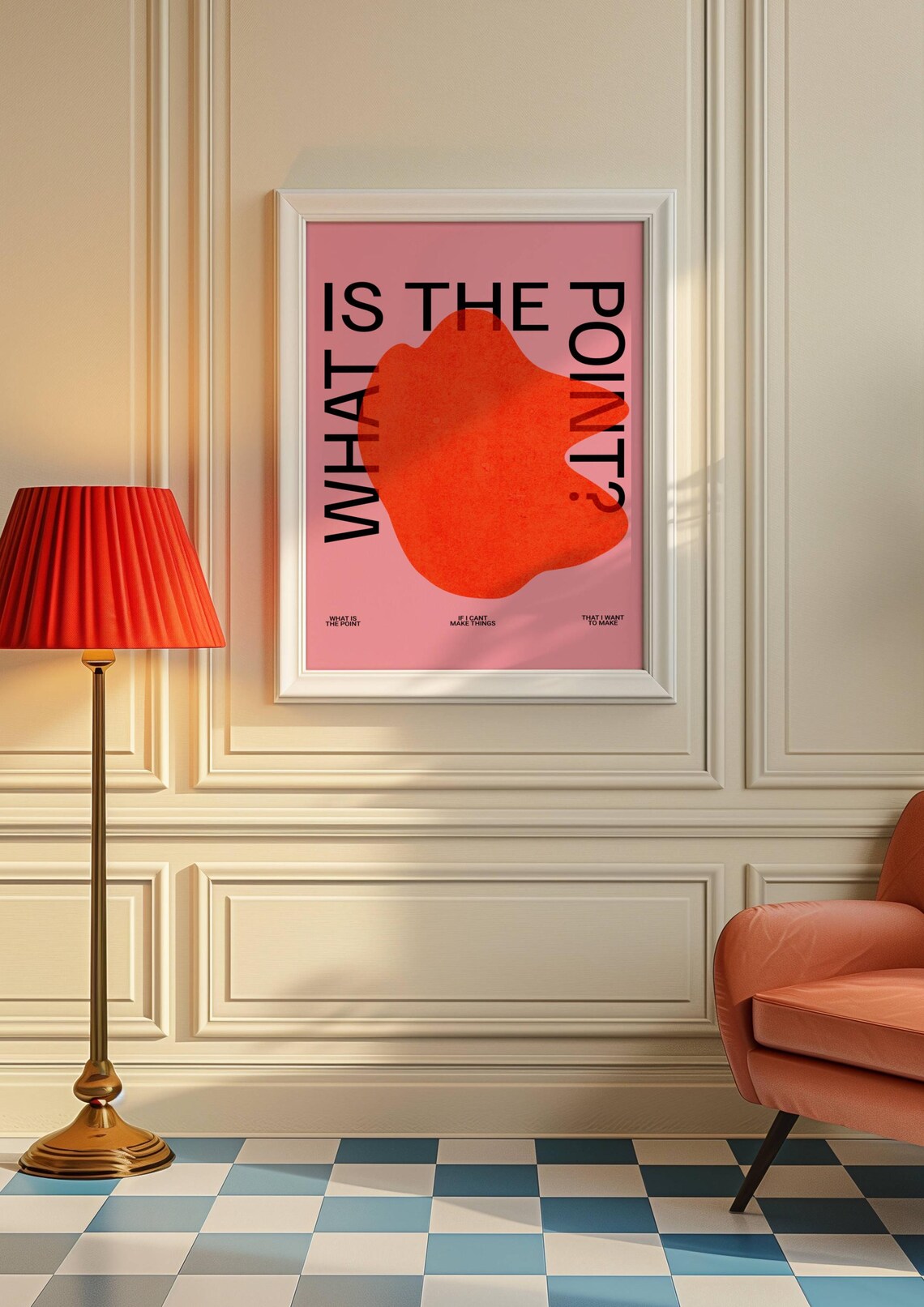 What Is The Point Edgy Pink Red Abstract Existential Quote Art Poster - Image 2