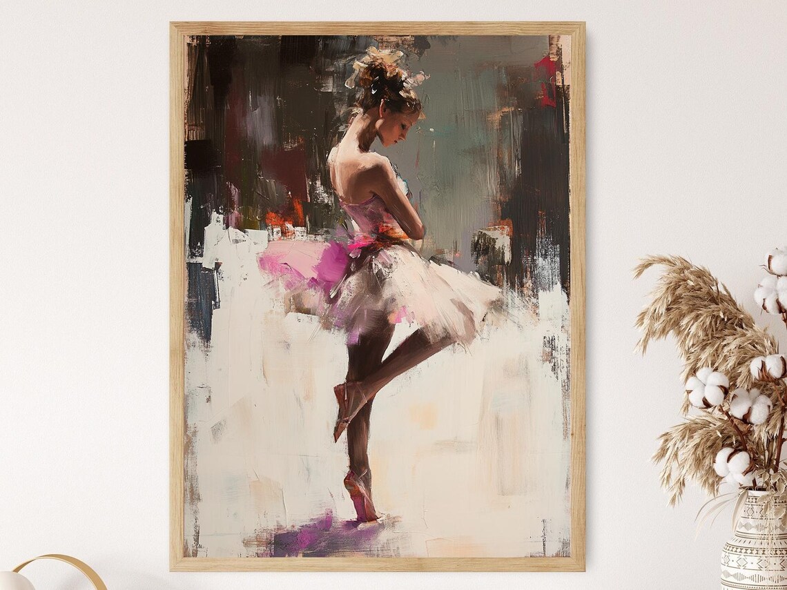 Ballet Elegance, Textured Oil Painting Style Decor