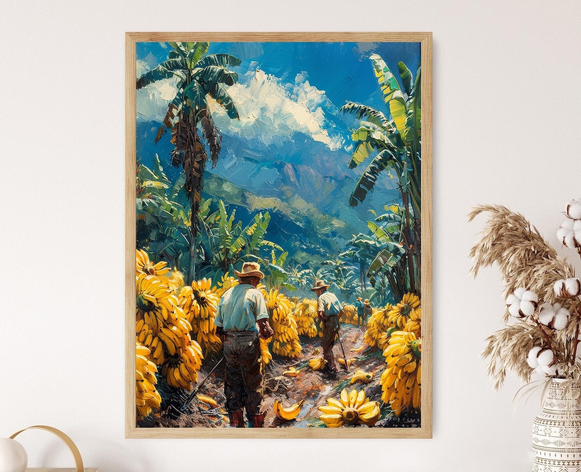 Brazilian Banana Farmers Painting Vibrant Village Artwork