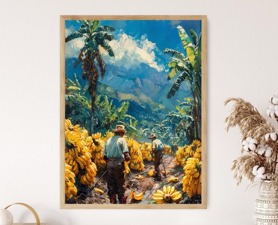 Brazilian Banana Farmers Painting Vibrant Village Artwork