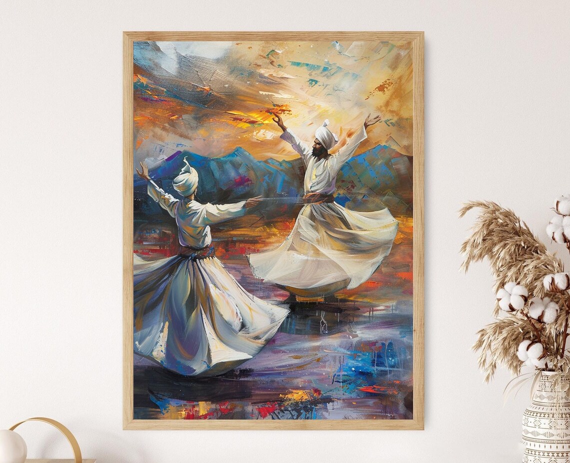 Sufi Whirling Dervishes Art Print, Mystical Dance