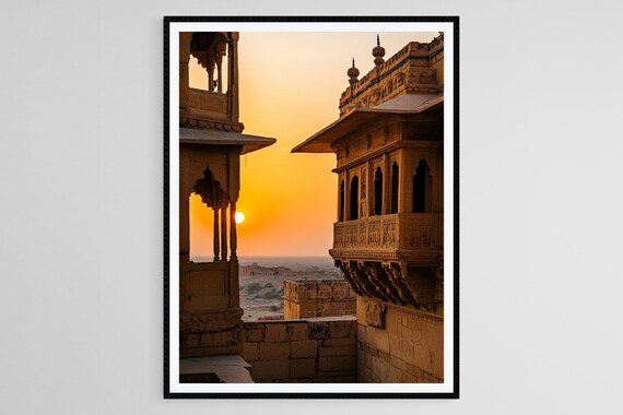 Jaisalmer Rajasthan Art Print Jaisalmer Fort Sunset Silhouette