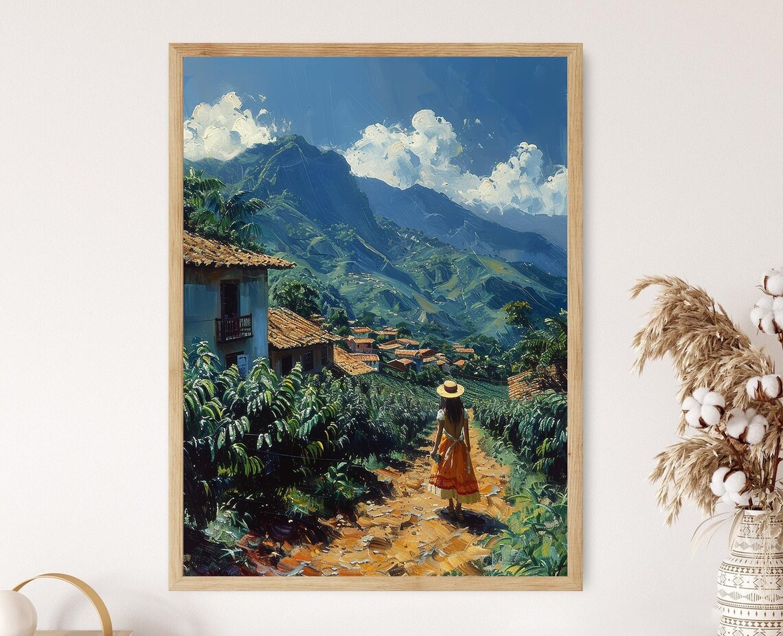 Brazilian Coffee Plantation Landscape Art Print