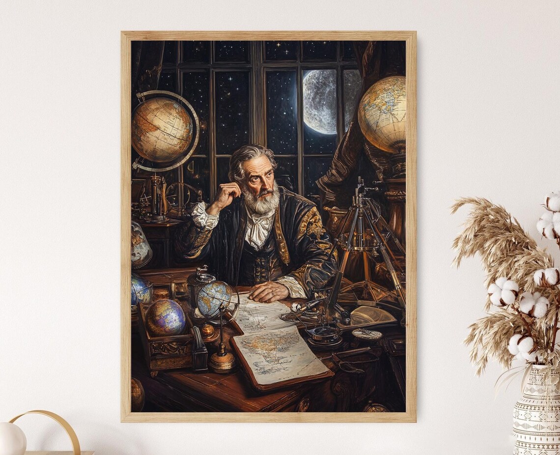 Galileo Galilei Portrait Art Print, Renaissance Astronomer