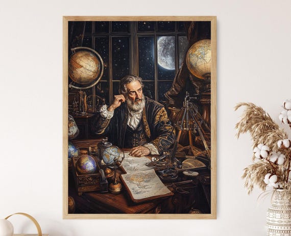 Galileo Galilei Portrait Art Print, Renaissance Astronomer
