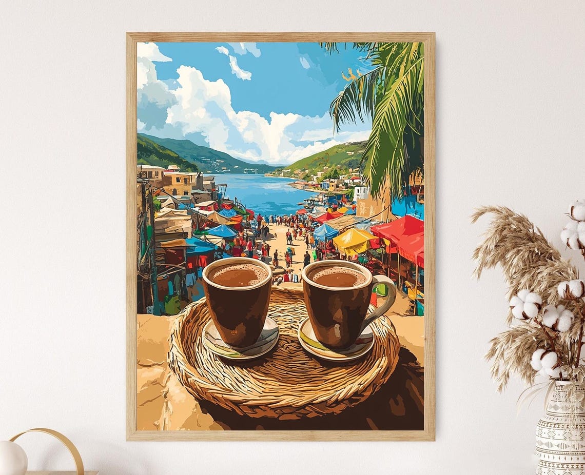 Haitian Hot Chocolate Scene, Art Print