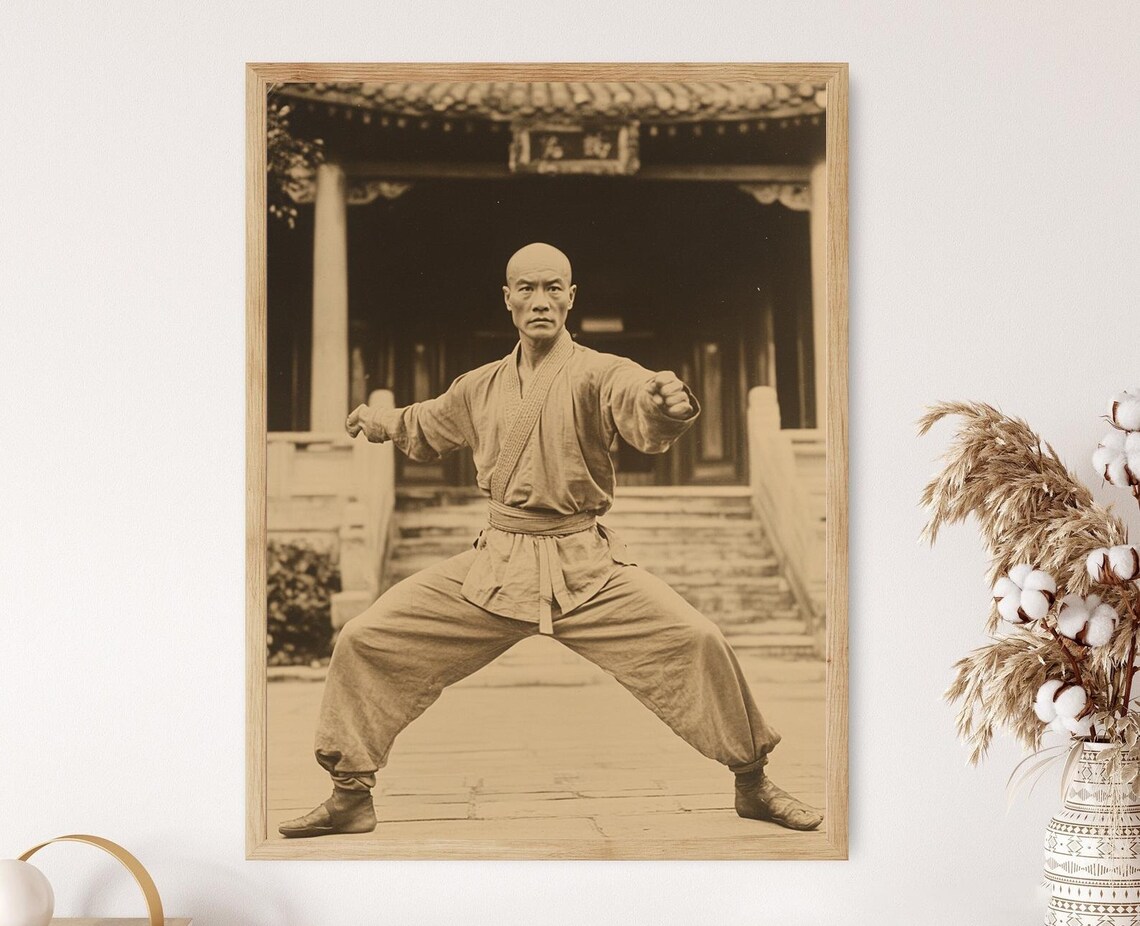 Wing Chun Vintage Poster, Shaolin School Decor