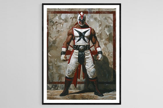 Mexican Lucha Libre Poster Striking Wrestler Illustrations Bold Office Art Wrestling Enthusiasts Gift