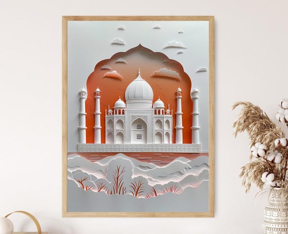 Taj Mahal Art Print Stunning Historical Architecture Wall Decor For Home Office Unique Gift Idea Travel And Culture Lovers