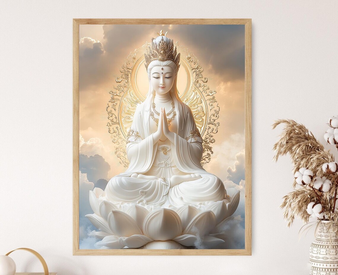 Guanyin Bodhisattva Art Print, Spiritual Decor