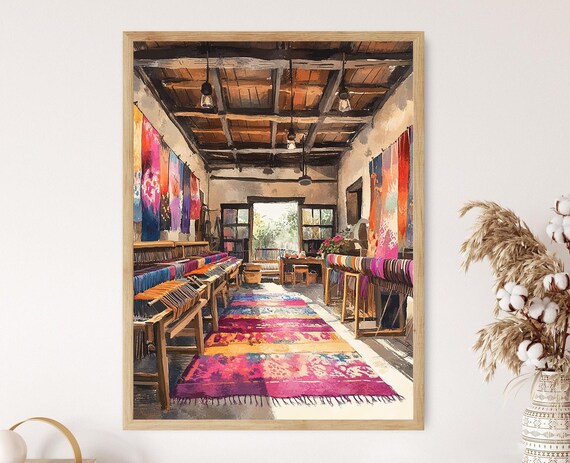 Oaxaca Weaving Art Print, Zapotec Rugs