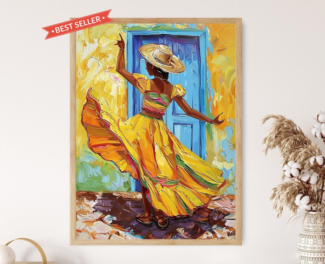 Bomba and Plena Dancer Puerto Rico Cultural Art Print