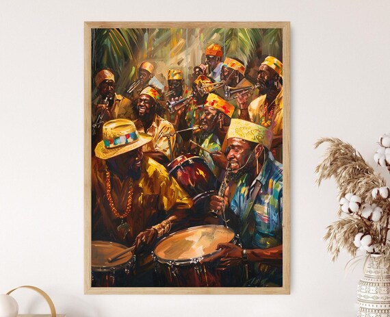 Trinidad Steelpan Band Playing Joyful Caribbean Music Art Print