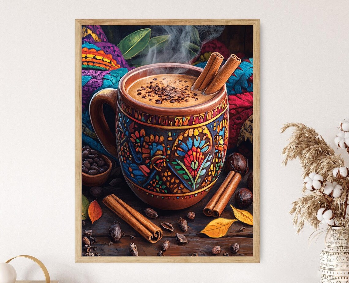 Mexican Hot Chocolate, Traditional Aztec Mug Art Print