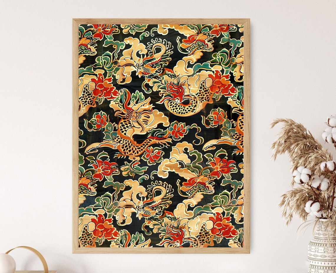Indonesian Batik Pattern, Intricate Textile Art Print