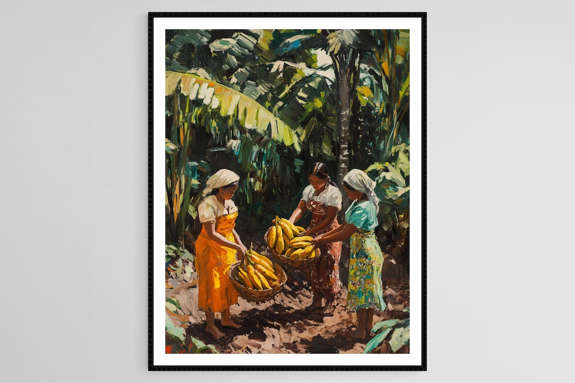 Indonesia Cocoa Harvesting, Javanese Farming Art Print