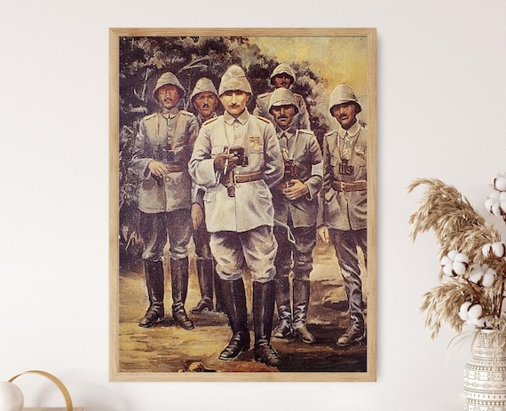 Ataturk at Anafartalar Sami Yetik Reproduction Poster Ottoman Officers Painting
