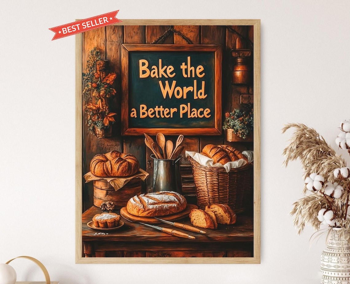 Rustic Bakery Sign, Cozy Kitchen Wall Art Print