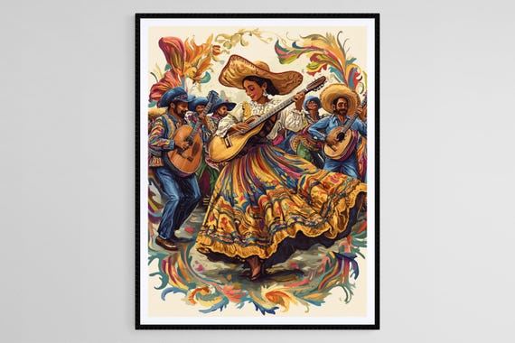 Danza De Los Viejitos Dance Of The Old Men Art Print Mexican Folklore