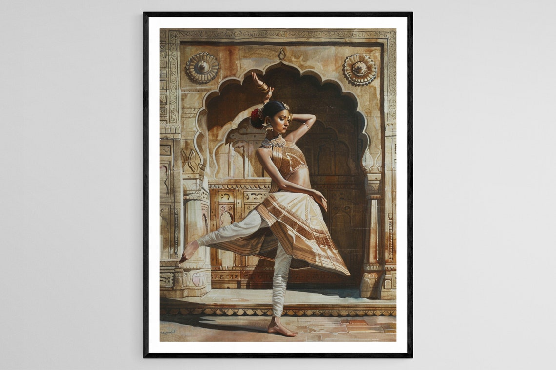 Kathak Dancer Giclee Art Print Traditional Indian Dance Illustration Wall Art Dance Enthusiast Gift