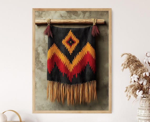 Wayuu Textile Geometric Colombian Folk Design Print