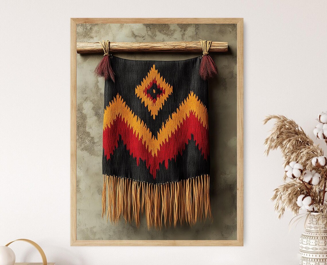 Wayuu Textile Geometric Colombian Folk Design Print