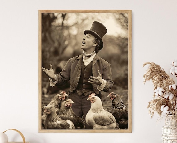 Victorian Man Singing Funny Vintage Photo Print