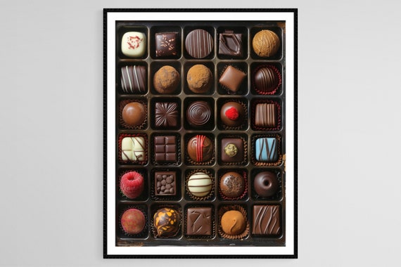 Chocolate Assortment Art Print Elegant Confectionery Wall Art