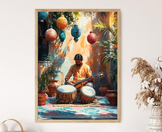 Indian Tabla Player, Traditional Music Poster