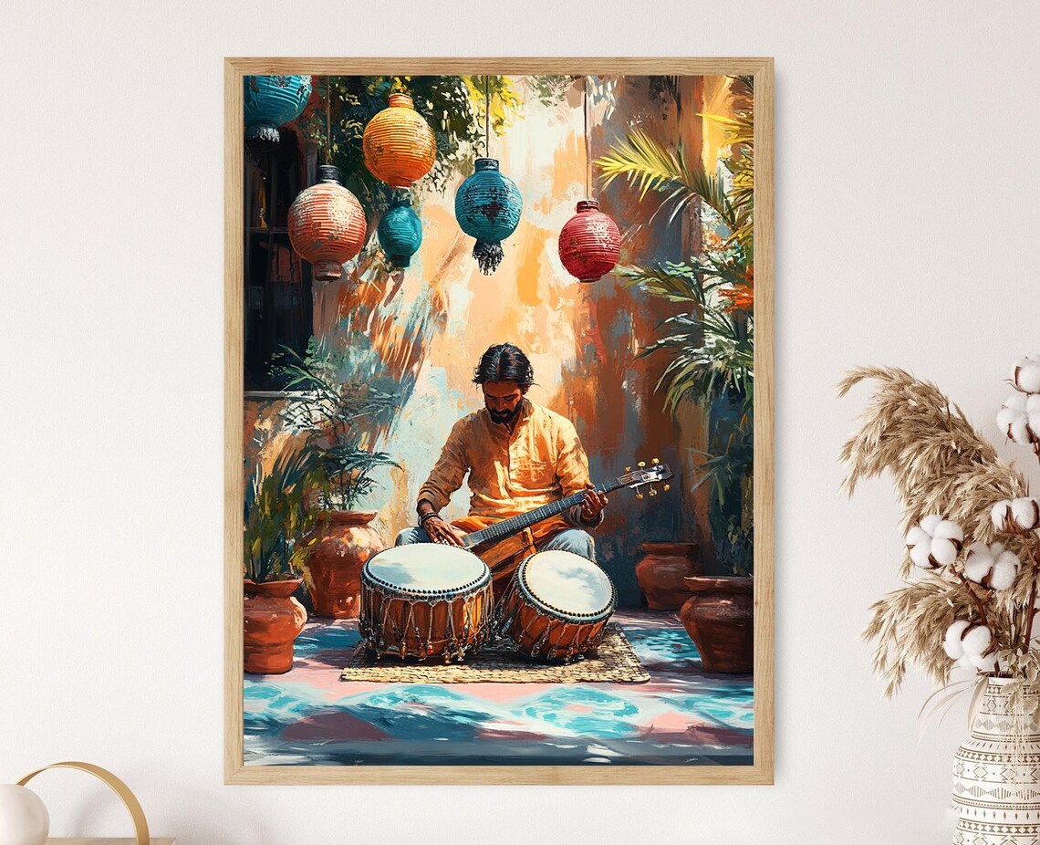 Indian Tabla Player, Traditional Music Poster