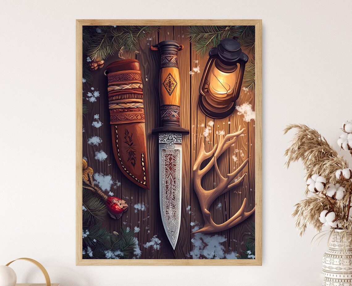 Sami Knife Illustration Duodji Carved Sheath Indigenous Nordic Craft