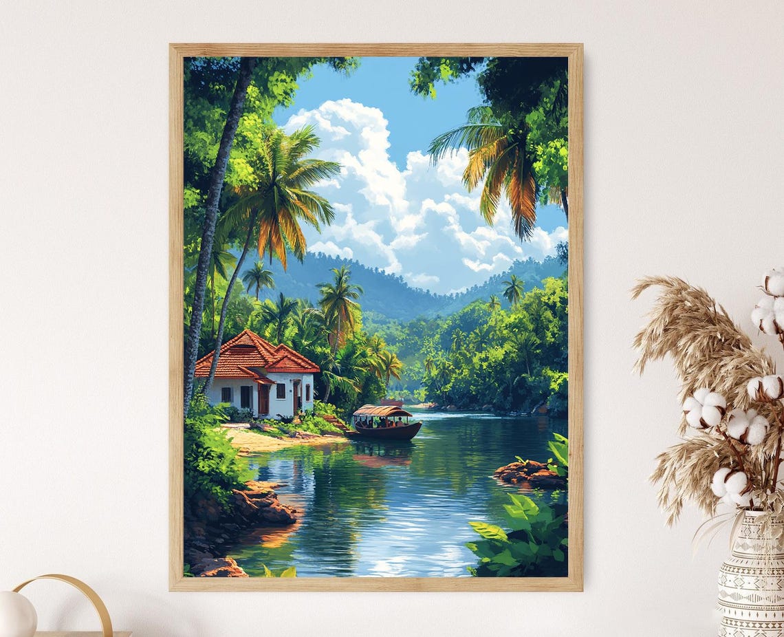 Kerala Paddy Fields Art Print Indian Backwaters